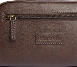 Barbour Leather Washbag Toilettilaukku, Tummanruskea