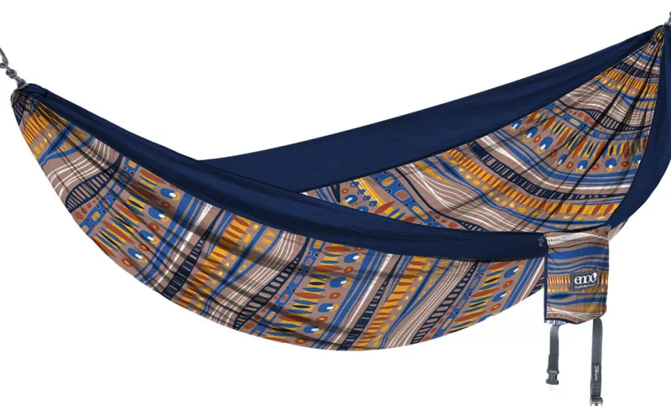 Eno Doublenest Bluesign Print Kahden Hengen Riippumatto, Tundra/Navy