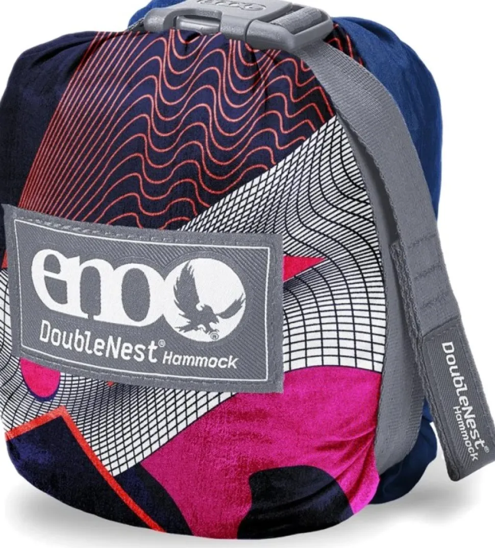 Eno Doublenest Bluesign Print Kahden Hengen Riippumatto, Synthwave/Sapphire