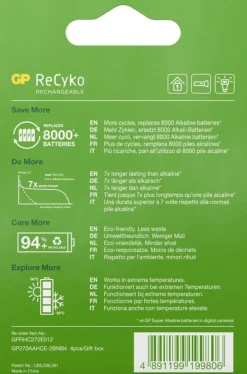 Gp Recyko Ladattava Aa-Paristo 2600Mah, 4 Kpl