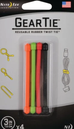 Nite Ize Gear Tie 3-Assorted 4-Pack